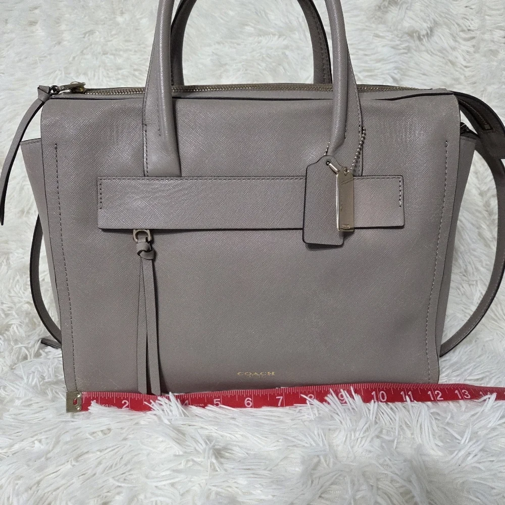 Coach Bleeker Saffiano Riley Carryall Large Crossbody Bag Taupe #30149 - Picture 11 of 16